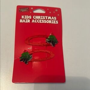 Kids Christmas Hair Clips - Red and Green and a scrunchie